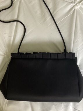 Talbots Black Satin Pleated-Trim Evening Wristlet